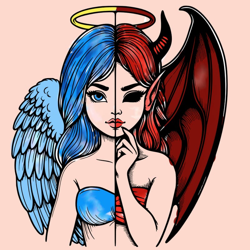 realistic angel half demon