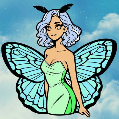 woman with moth wings