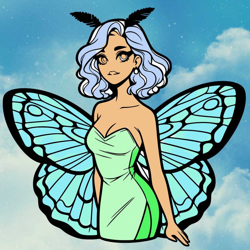 woman with moth wings