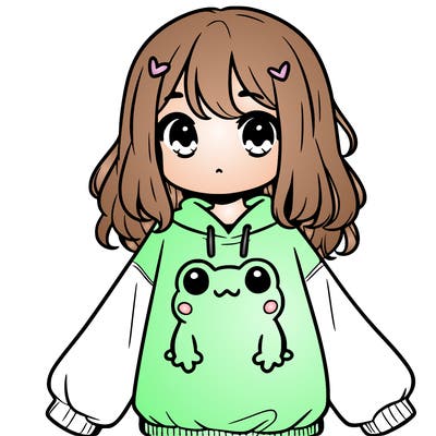 girl wearing frogging sweatshirt