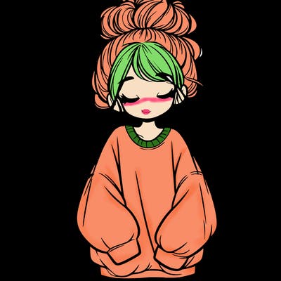 girl with baggy sweatshirt and messy bun