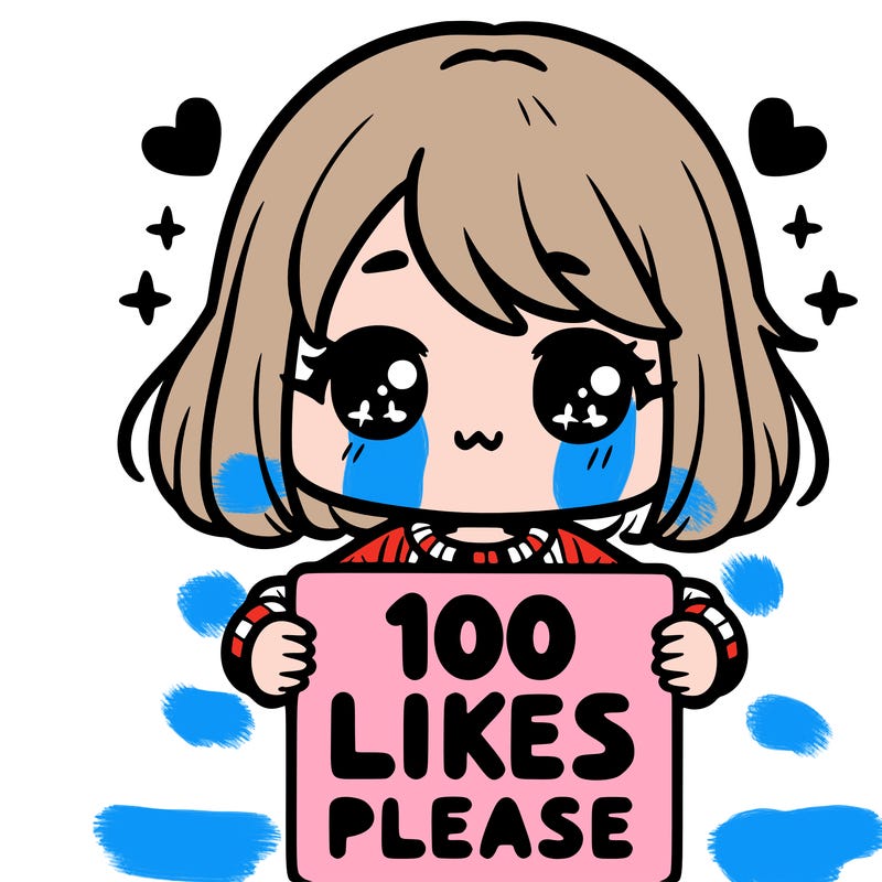 cute girl holding a sign saying 100 likes please