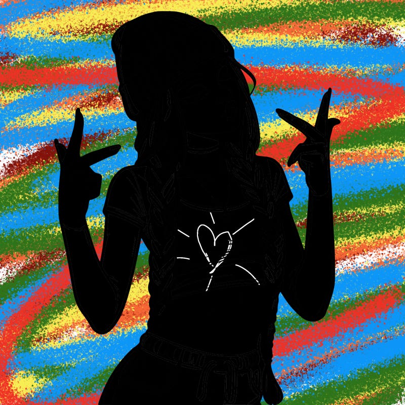 realistic teenage girl with braids and a beanie and crop top doing 🫶🏼