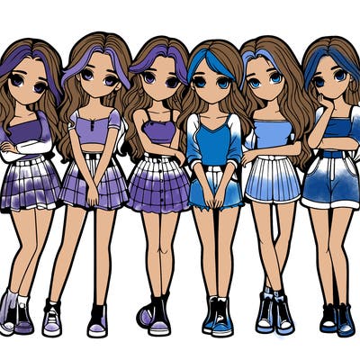 a group of girls realistic