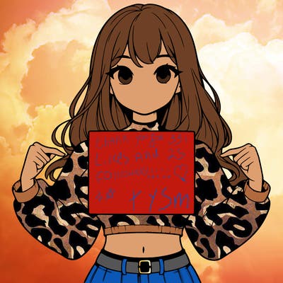 girl holding a blank sign in a long sleeve crop top