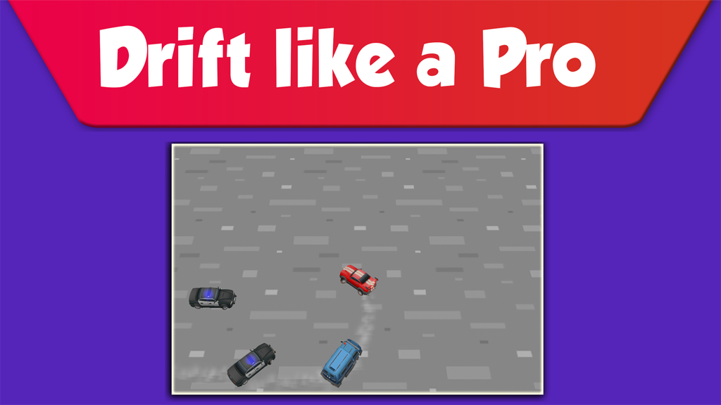 Drift Police Chase: Cop Escape - Red car drifting to escape police cars in a pursuit