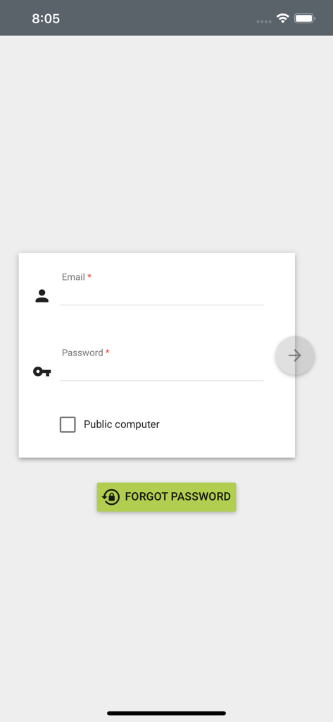 Écran de connexion de l'application mobile de gestion de la main-d'œuvre easy at work