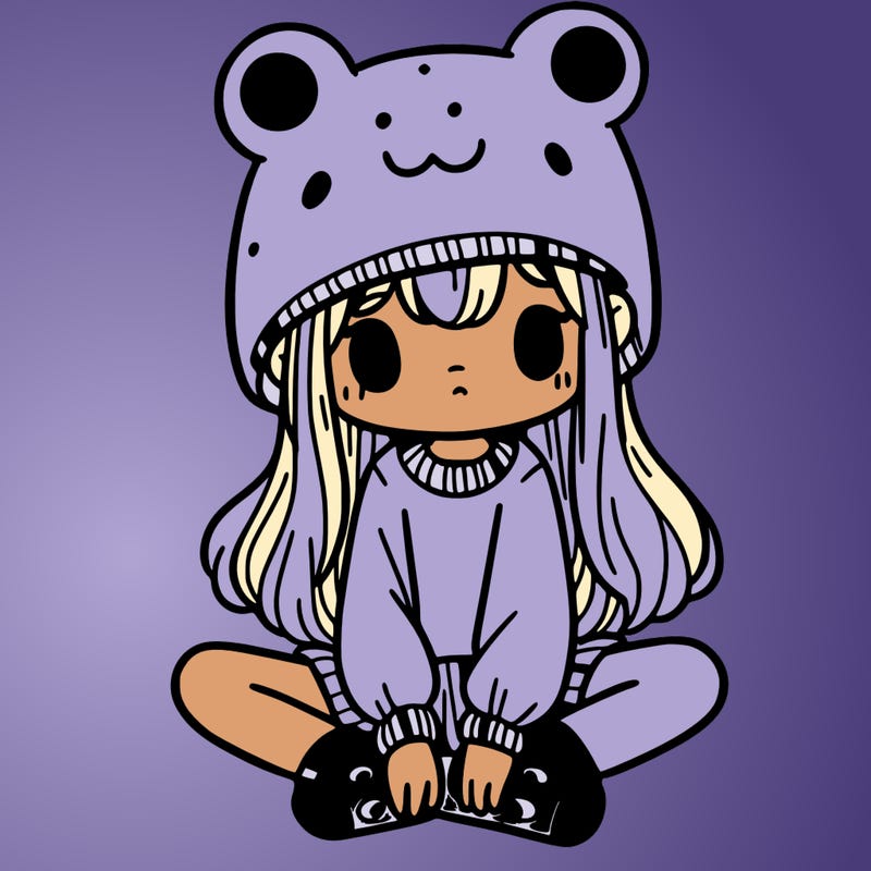 a girl wearing a frog hat and some frog socks