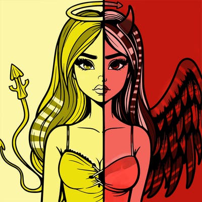 devil vs angel realistic girl