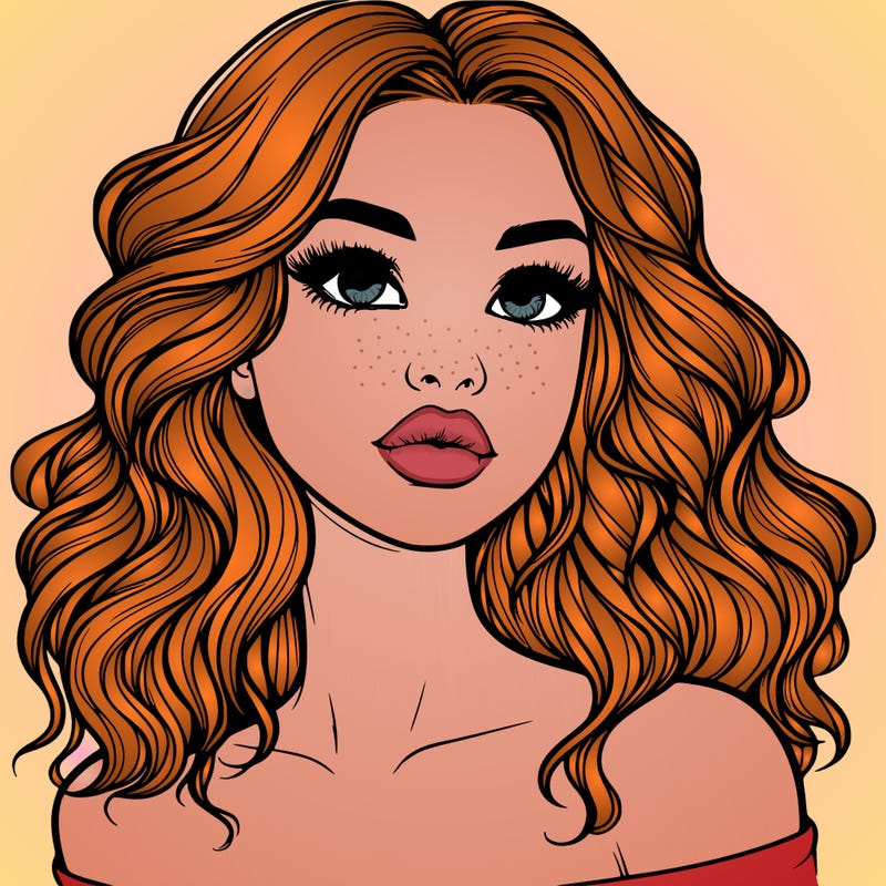 realistic girl with wavy hair and lips