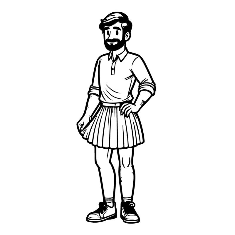 realistic man wearing a skirt