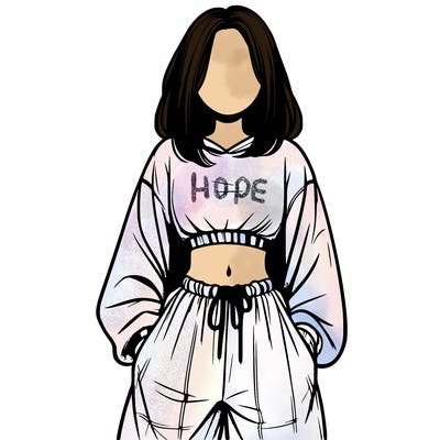 realistic girl faceless with baggy pants and a crop top