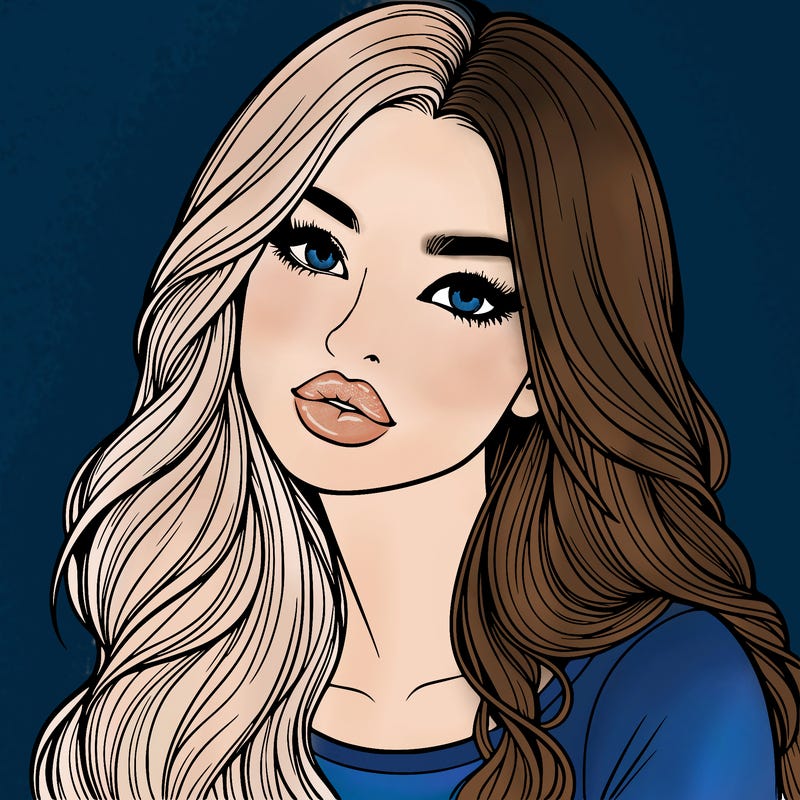 realistic girl with hair on her hair and lips