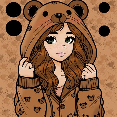 realistic girl in a animal pjs hoodie