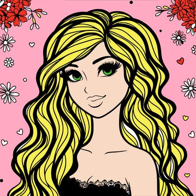 pretty woman with long wavy hair