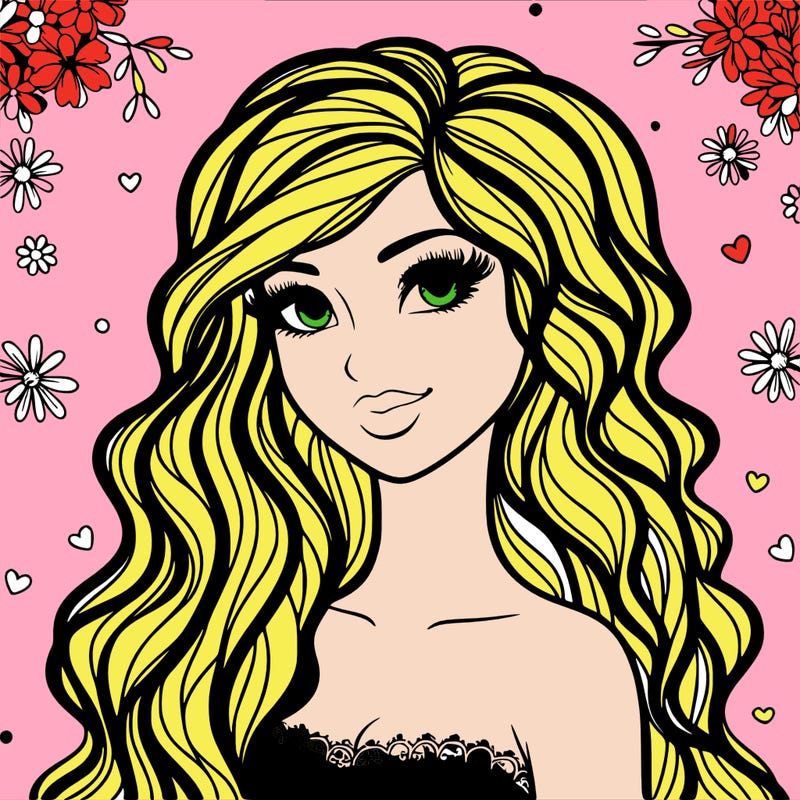 pretty woman with long wavy hair