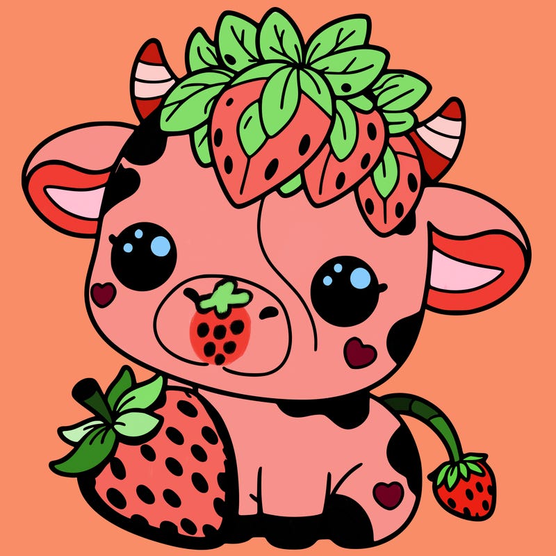 cute strawberry cow