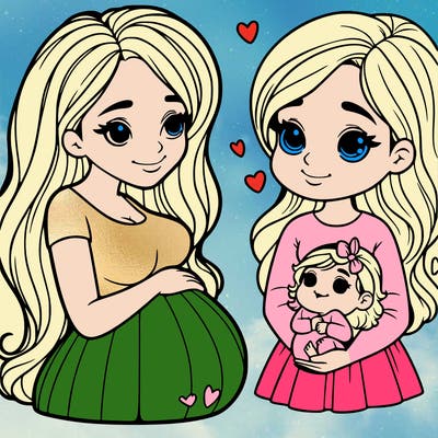 a pregnant woman with a baby girl