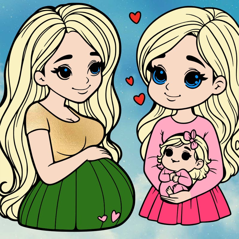 a pregnant woman with a baby girl