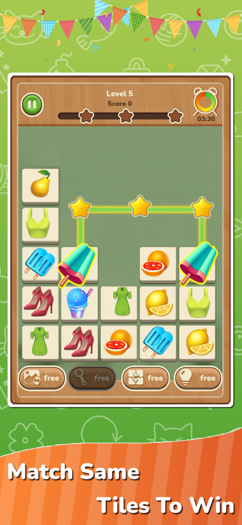 Connect Master - Tile Matching - Gameplay screen of Connect Master Tile Matching game showing tiles and a matching connection