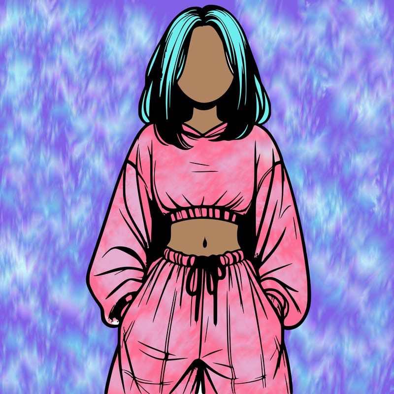realistic girl faceless with baggy pants and a crop top