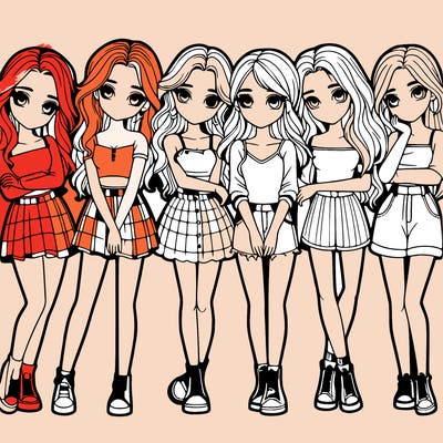 a group of girls realistic