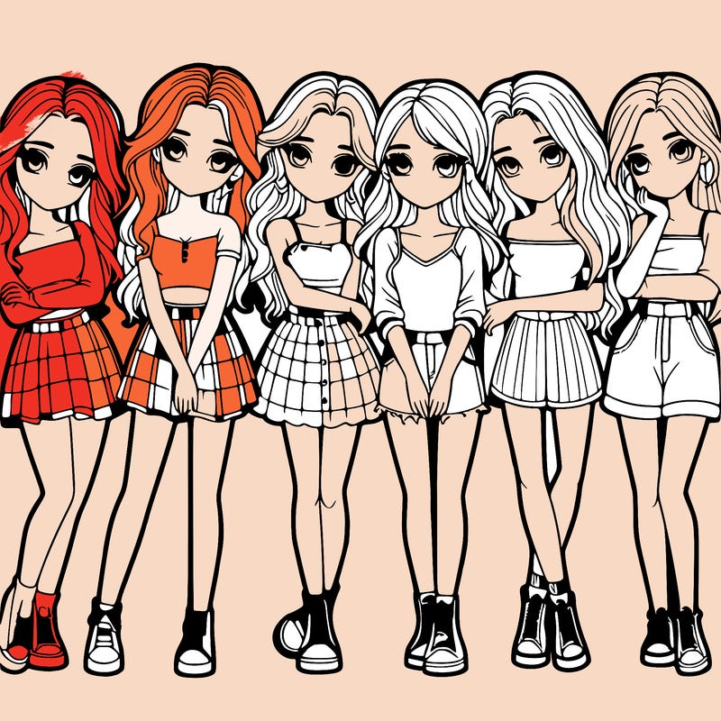 a group of girls realistic