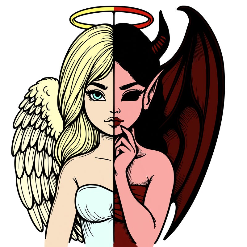 realistic angel half demon