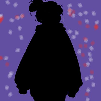 realistic girl with a oversized sweatshirt on and a bun