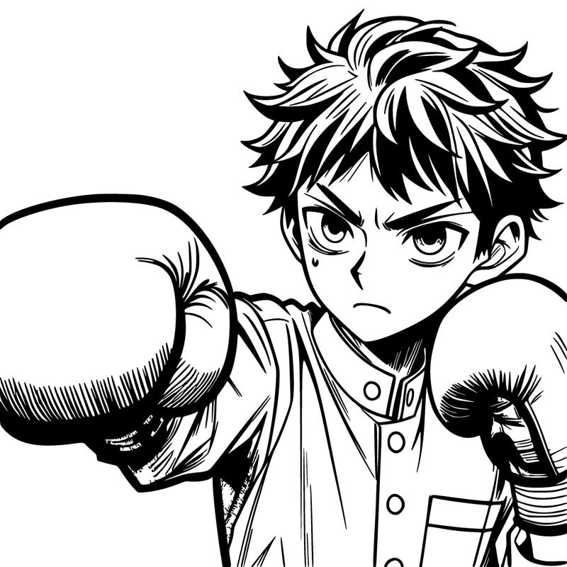 manga guy boxing someone
