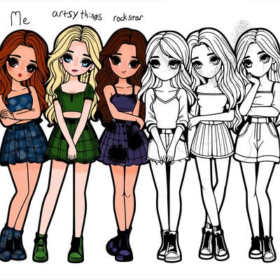 a group of girls realistic