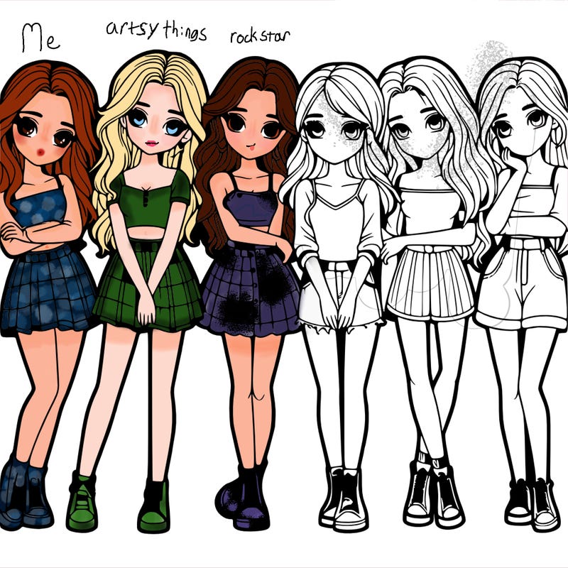 a group of girls realistic