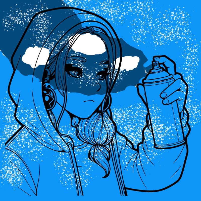 a realistic girl, spray painting