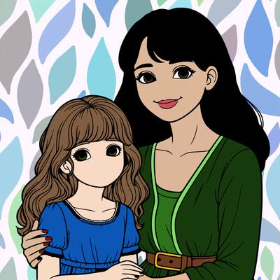 realistic mother and daughter