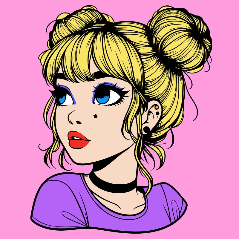 realistic girl with spacebuns