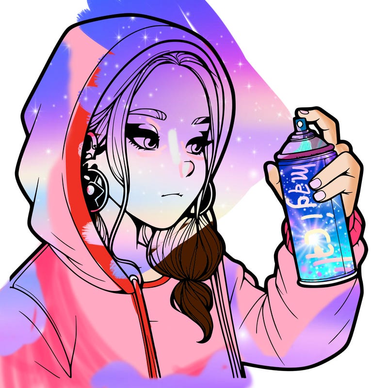 a realistic girl, spray painting