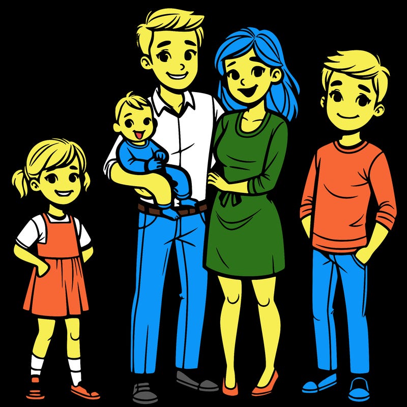 mom, dad, son, daughter, baby girl