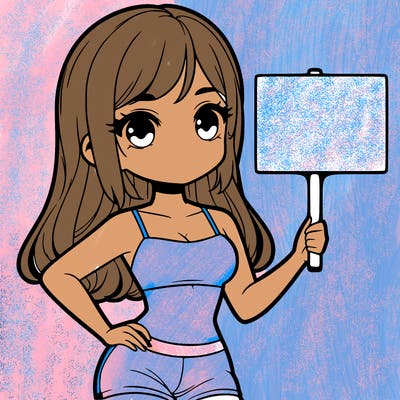 girl in a cute crop top holding a blank sign