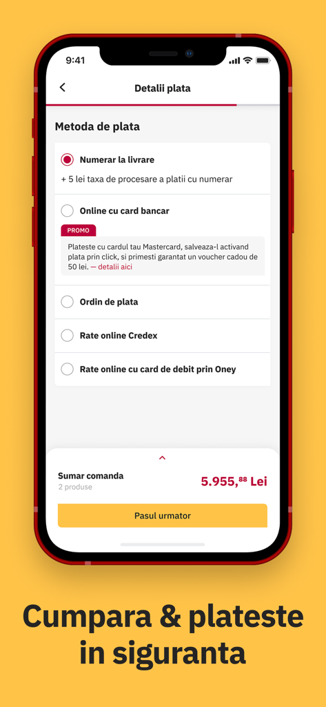 Altex - The Altex app payment screen showing various secure checkout options including bank card and installments