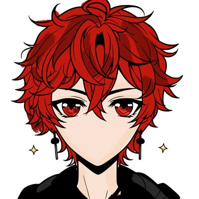 anime boy with wavy hair and piercings