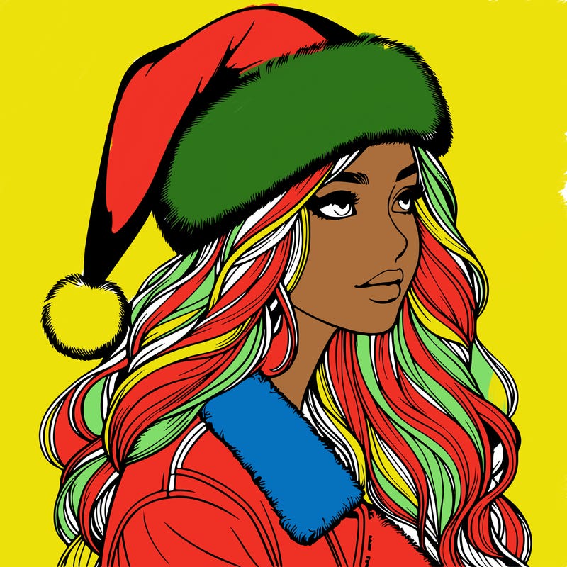 realistic girl in santa hat