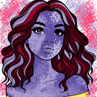 realistic girl with wavy hair and lips