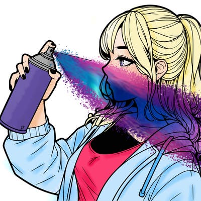 a realistic girl spray, painting