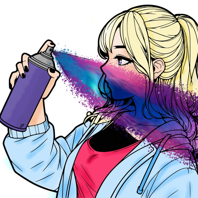 a realistic girl spray, painting