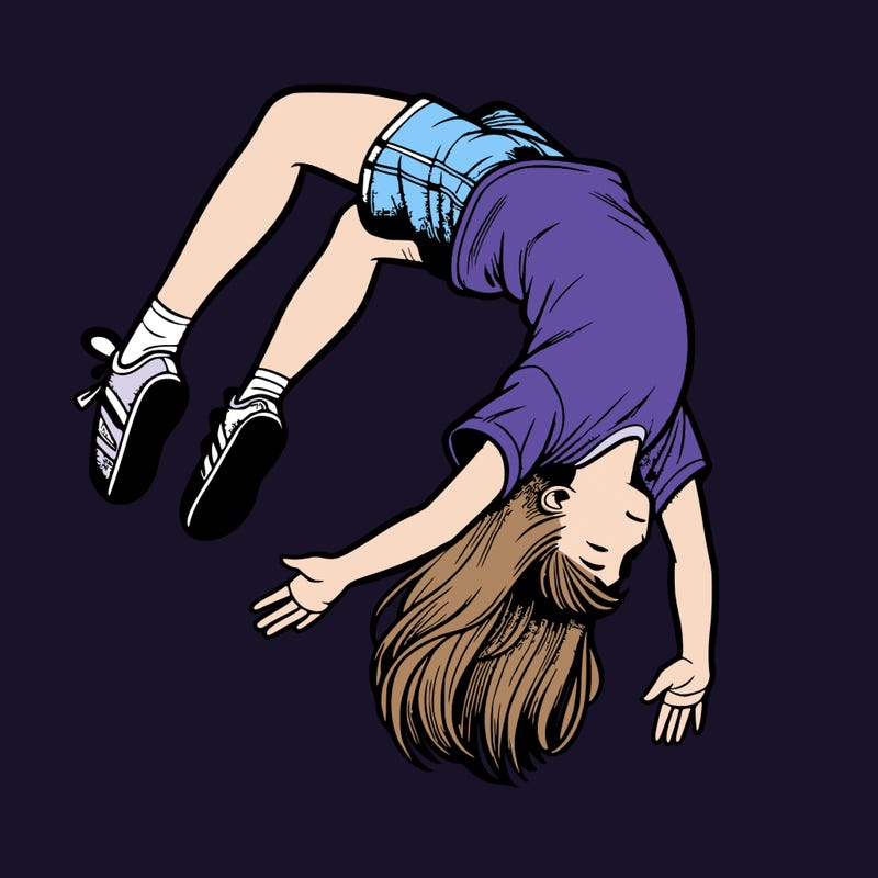 realistic girl doing a backflip