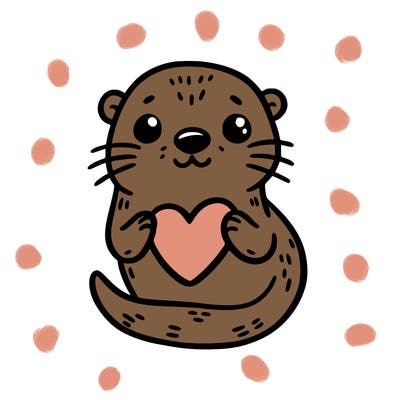 otter with a heart