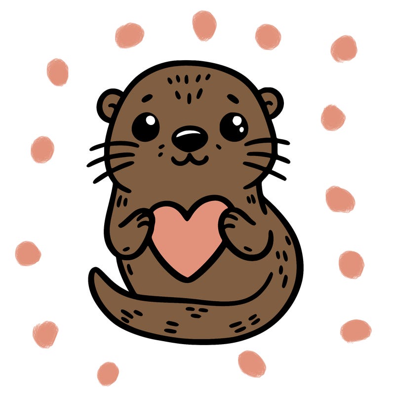 otter with a heart