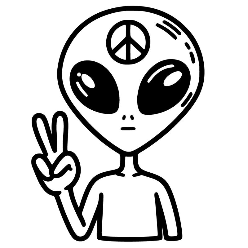alien with peace sign ￼