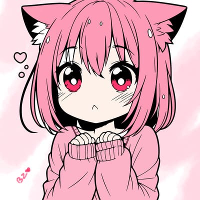 shy anime catgirl