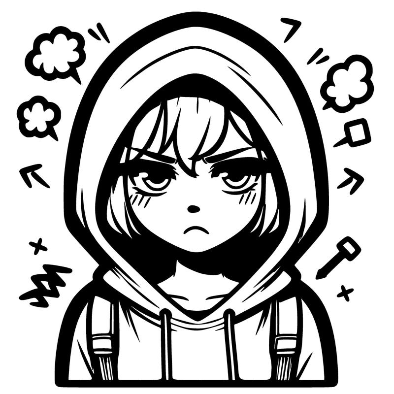 angsty teen girl wearing hoodie